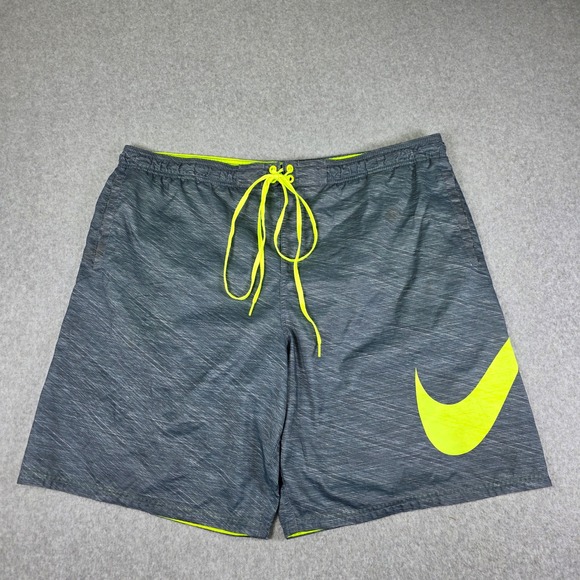 Nike Other - Nike Swim Trunks Men's Size XXL Gray Volt Swoosh Drawstring Active Shorts Beach
